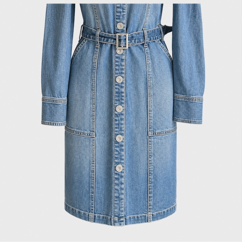 NWOT size 8.  INC International Concepts Blue Denim Long Sleeve Dress - Picture 8 of 13